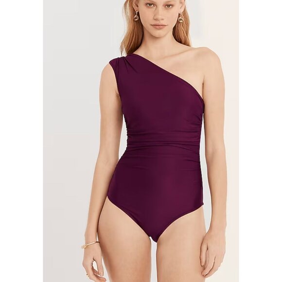 J CREW Asymmetrical Iris Purple One Piece Swimsuit Size 24 NEW New with tags - Picture 1 of 3